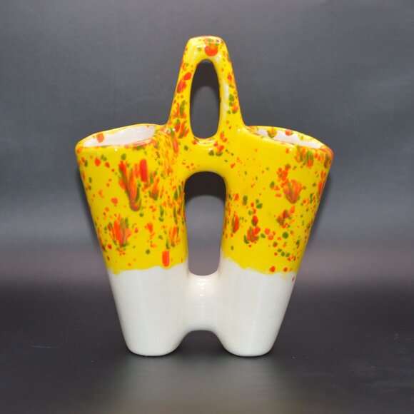 Two-Side White, Yellow, Red, Green, and Orange Vase - Picture 2 of 4
